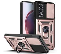 BEEJTUNY Coque pour Oppo A80 5G avec Anneau 360°, Coque de Protection avec Cache Objectif, Étui de Protection Antichoc avec Support Magnétique. Or Rose