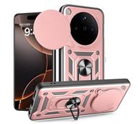 BEEJTUNY Coque pour Oppo Find X8 Pro avec Anneau 360°, Coque de Protection avec Cache Objectif, Étui de Protection Antichoc avec Support Magnétique. Or Rose