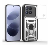 BEEJTUNY Coque pour Poco F9 Pro 5G avec Anneau 360°, Coque de Protection avec Cache Objectif, Étui de Protection Antichoc avec Support Magnétique. Argent