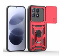 BEEJTUNY Coque pour Poco F9 Pro 5G avec Anneau 360°, Coque de Protection avec Cache Objectif, Étui de Protection Antichoc avec Support Magnétique. Rouge