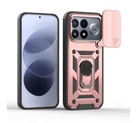 BEEJTUNY Coque pour Poco F9 Ultra 5G avec Anneau 360°, Coque de Protection avec Cache Objectif, Étui de Protection Antichoc avec Support Magnétique. Or Rose