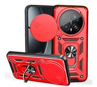 BEEJTUNY Coque pour Realme P4 Lite avec Anneau 360°, Coque de Protection avec Cache Objectif, Étui de Protection Antichoc avec Support Magnétique. Rouge