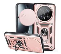 BEEJTUNY Coque pour Vivo S2 5G avec Anneau 360°, Coque de Protection avec Cache Objectif, Étui de Protection Antichoc avec Support Magnétique. Or Rose