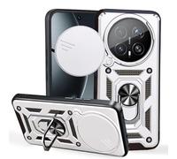BEEJTUNY Coque pour Vivo S2 5G avec Anneau 360°, Coque de Protection avec Cache Objectif, Étui de Protection Antichoc avec Support Magnétique. Argent