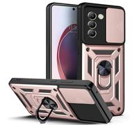 BEEJTUNY Coque pour Vivo V40 SE 5G avec Anneau 360°, Coque de Protection avec Cache Objectif, Étui de Protection Antichoc avec Support Magnétique. Or Rose