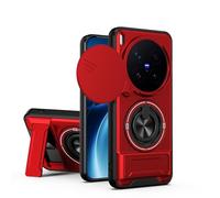BEEJTUNY Coque pour Vivo X300 Pro, Housse avec Support, Kickstand Case avec Anneau Rotatif 360°, Étui de Protection Robuste et Antichoc. Rouge