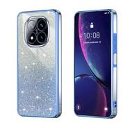 BEEJTUNY Coque pour Xiaomi Redmi Note 14 Pro+ Plus 5G, Housse Transparente Souple et Belle avec Carte Pailleté, Étui Protection Bumper Léger, Case Antichoc Élégante. Bleu