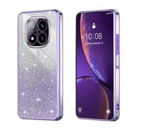 BEEJTUNY Coque pour Xiaomi Redmi Note 14 Pro+ Plus 5G, Housse Transparente Souple et Belle avec Carte Pailleté, Étui Protection Bumper Léger, Case Antichoc Élégante. Violet