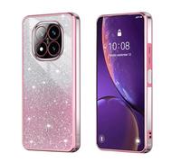 BEEJTUNY Coque pour Xiaomi Redmi Note 14 Pro+ Plus 5G, Housse Transparente Souple et Belle avec Carte Pailleté, Étui Protection Bumper Léger, Case Antichoc Élégante. Rose