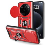 BEEJTUNY Coque pour Xiaomi Redmi Note 15 Pro+ Plus/Poco M8 Pro avec Anneau 360°, Coque de Protection avec Cache Objectif, Étui de Protection Antichoc avec Support Magnétique. Rouge