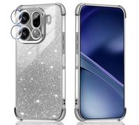 BEEJTUNY Coque pour Xiaomi Redmi Note 15 Pro+ Plus/Poco M8 Pro, Étui Transparente avec Carte Pailleté, Housse Protection, Case Antichoc avec Protection des Lentilles. Argent