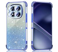 BEEJTUNY Coque pour Xiaomi Redmi Note 15 Pro+ Plus/Poco M8 Pro, Étui Transparente avec Carte Pailleté, Housse Protection, Case Antichoc avec Protection des Lentilles. Bleu