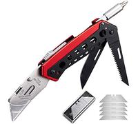 BEEK Cutter Professionnel, Couteau Pliant avec Clip, Outil Multifonction à Poignée Métallique, Multitool Pour Travaux de Découpe, Bricolage et Artisanat, Comprend 5 SK5 Lames Supplémentaires