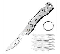 BEEK Mini Couteau Pliant avec Clip, Scalpel, Couteau Porte-clés, 10 Lames Interchangeables Figure 23, Mini Couteau de Poche EDC pour Extérieur, Camping, Cadeau pour Homme