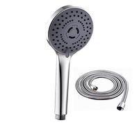 BEEK Pomme de douche avec tuyau en PVC de 1,5 m, 5 modes d'économie d'eau, pommeau de douche chromé avec bouton