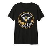 Beekeeper Nature Apiculture Life is Sweeter with Bees T-Shirt Haut de Gamme