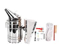 Beekeeping Starter Kit | 10 - Piece Bee Home Tools with Smoker/Scraper/Bee Brush | Stainless Steel & Wood Beekeeping Supplies for Beginners & Experts