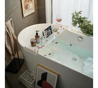 Beelee Bac de Baignoire Porte - Pots - Plateau en Acrylique Transparent avec Rail doré pour Livres, téléphones, Bougies, vins et tablettes - Accessoires de Salle de Bain Caddy imperméables, BA0011G