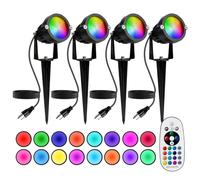 BeeLinks Halloween Christmas Spotlight Outdoor: 12W RGBW LED Spot Lights Outdoor with 16 Color Changing for Yard Garden Decor | 4 Pack of IP65 Waterproof 120V Plug in Landscape Lighting with Remote