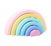 Beeloom - Arc-en-Ciel en Bois Naturel, IMAGINEZ l'arc-en-Ciel, Jeu d'imagination Architecture Enfant, Blocs Pastel Jouet éducatif Enfant Waldorf, Multicolore
