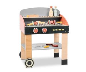 Beeloom - Cuisine Enfant BABYCUE en Bois Naturel avec Accessoires, Style Barbecue, Jeu d’Imitation pour Enfants dès 3 Ans, Design Portable et Minimaliste