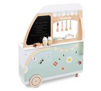Beeloom - Cuisine Enfant en Bois Portative Foodie Truck, avec Accessoires, Jouet Imitation pour Enfants, Vert et Rose, Dès 3 Ans