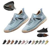 Beelovy Chaussures de randonnée EaseStep en cuir pour homme - Douces et confortables - Soutien orthopédique - Soutien de la voûte plantaire - Imperméables, bleu lac, 42 EU