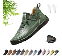 Beelovy Shoes for Men, Beelovy Handmade Leather Sneakers for Men & Women, Soft Comfort & Orthopedic Support Slip on Walking Loafers for Travel and Walk(Vert,40 EU)