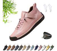 Beelovy Shoes for Men, Beelovy Handmade Leather Sneakers for Men & Women, Soft Comfort & Orthopedic Support Slip on Walking Loafers for Travel and Walk(Pink,40 EU)