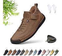 Beelovy Shoes for Men, Beelovy Handmade Leather Sneakers for Men & Women, Soft Comfort & Orthopedic Support Slip on Walking Loafers for Travel and Walk(Kaki,36 EU)