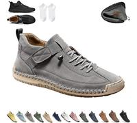 Beelovy Shoes for Men, Easestep Leather Sneaker, Soft Comfort Orthopedic Support, Slip on Lightweight Loafers (Grey,41)