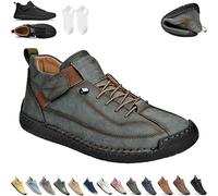Beelovy Shoes for Men, Easestep Leather Sneaker, Soft Comfort Orthopedic Support, Slip on Lightweight Loafers (Green,48)