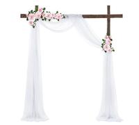 BEELUKY Arche Tenture Mariage 75x800 cm Voilage Blanc avec 22m Rubans Tissu Drapé en Mousseline pour Décoration de Cérémonie Toile de Fond Fête Rideau de Gaze