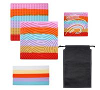 BEELUKY Sensory Activity Board Carré Planche D'activité Sensorielle en Silicone Jouets Sensoriels avec Sac de Rangement 20 Bandes de Silicone pour Apaiser Stress Anxiété (Couleurs de l'arc-en-Ciel)