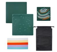 BEELUKY Sensory Activity Board Carré Planche D'activité Sensorielle en Silicone Jouets Sensoriels avec Sac de Rangement 20 Bandes de Silicone pour Apaiser Stress Anxiété (Vert foncé)