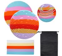 BEELUKY Sensory Activity Board Rond Planche D'activité Sensorielle en Silicone Jouets Sensoriels avec Sac de Rangement 20 Bandes de Silicone pour Apaiser Stress Anxiété (Couleurs de l'arc-en-Ciel)