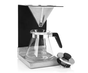 BEEM Cafetière pour Over Filtre permanent en acier inoxydable Taille 2 Verseuse en verre de 0,5 l avec couvercle Stable grâce à un pied en béton élégant Art de préparation du café manuel