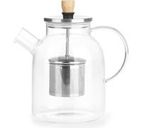BEEM TEEKANNE Verseuse en verre avec tamis 1,5 L Théière en verre Tamis en acier inoxydable avec fonction de levage Verre résistant à la chaleur Pour le thé chaud ou le thé glacé