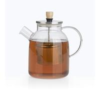 BEEM TEEKANNE Verseuse en verre avec tamis 1,5 L Théière en verre Tamis en acier inoxydable avec fonction de levage Verre résistant à la chaleur Pour le thé chaud ou le thé glacé
