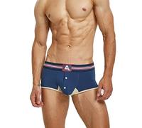 BEEMEN Seobean Low Rise Sous-vêtement décontracté pour homme en coton Boxer élastique Hipster Design Lingerie, bleu foncé, M