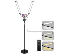 BeeMingle Wimpernlicht für Wimpernverlängerung LED-Bodenlampe mit 3 Farbtemperatur, Wimpernlampe Ästhetiker Licht für Tattoos, Nagel, Fotografie, verstellbare Helligkeitshöhe mit Telefonhalter (noir)