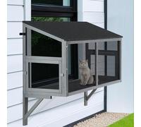 beeNbkks Catio anti-insectes pour chat - Enclos de fenêtre pour chats d'intérieur - Perchoir en bois extensible pour plusieurs chats - Refuge extérieur sécurisé et confortable pour chats - Garde les