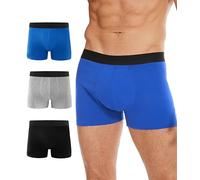 BEENIUBEE Lot de 3 boxers d'incontinence pour homme, en coton, 80 ml, absorbants, lavables, réutilisables, anti-fuite, sous-vêtements, multicolores, taille L