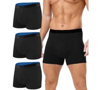 BEENIUBEE Lot de 3 caleçons d'incontinence pour homme, 150 ml, en coton absorbant, lavable, réutilisable, étanche, (noir, XL)