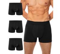 BEENIUBEE Lot de 3 caleçons d'incontinence pour homme, caleçons boxeurs lavables avec coussinets de protection ultra absorbants, étanches, réutilisables, contrôle des odeurs, pour sortir après une