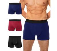 BEENIUBEE Lot de 3 caleçons d'incontinence pour homme, caleçons boxeurs lavables avec coussinets de protection ultra absorbants, étanches, réutilisables, contrôle des odeurs, pour sortir après une