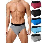 BEENIUBEE Lot de 5 couches d'incontinence pour hommes, 150 ml, en coton absorbant, lavables, réutilisables, anti-fuites, sous-vêtements anti-odeurs (multicolore 01, taille 2XL)