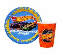 BeenSmile Hot Wheels Set, 8 assiettes 23 cm + 8 gobelets 250 ml