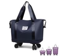 Beente Travel Bag with Wheels, 2025 New Large Capacity Beente Expandable Travel Bag, Universal Wheel Removable with Trolley Sleeve(Blue)