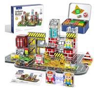 Beeoecm Construction Magnetique Enfant, 104 Pièces Blocs Magnétiques Set | Ensemble de Voyage Tuiles Magnétiques Pompier avec Boîte Métallique et Routes, Cadeau Créatif pour Fille Garçon